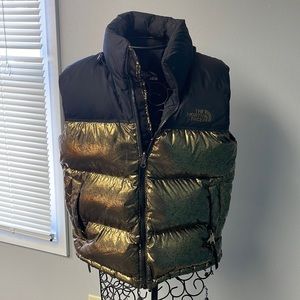 The North Face distressed gold and black 700 series vest -  size small.